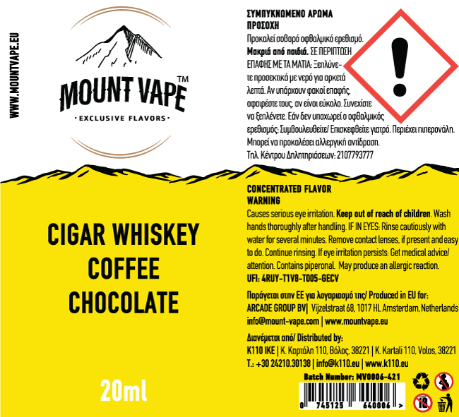 Mount Vape Labels Cigar Whiskey Coffee Chocolate