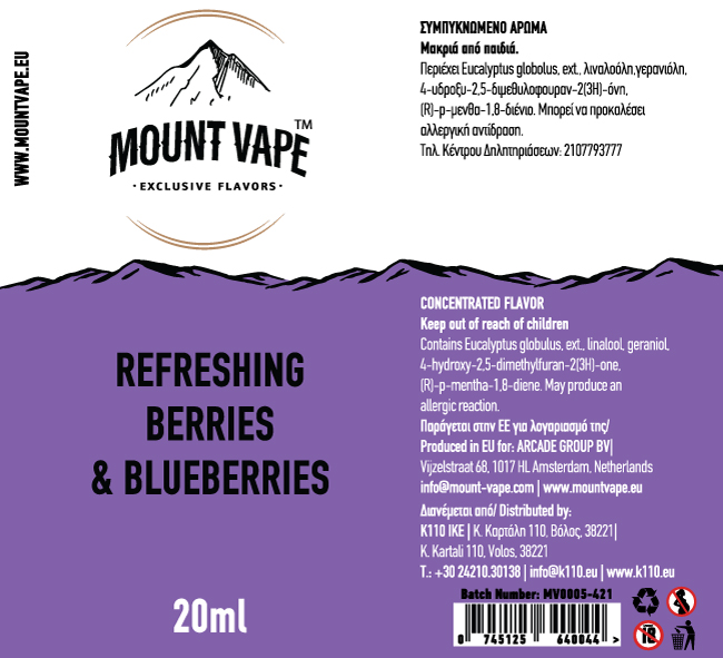 Mount Vape Labels Refreshing Berries and Blueberries